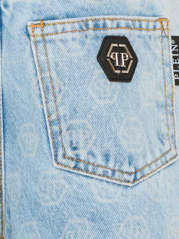 Jean Pour Garçon Philipp Plein – Logo Crâne, Bleu Marine – Taille 5-6 Ans – Occasion Très Bon état