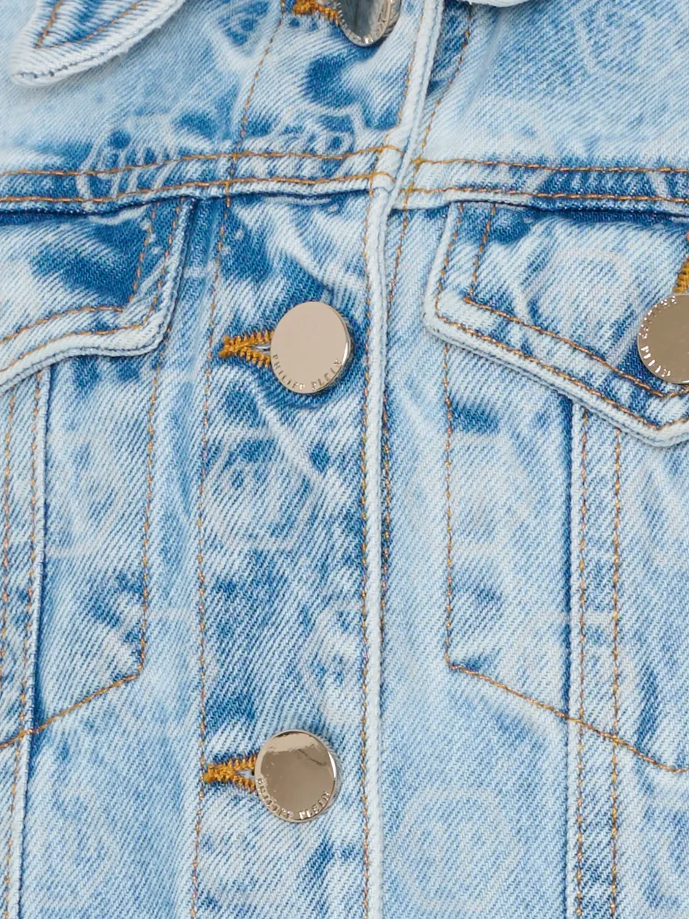  Philipp Plein Junior Buttoned Denim Jacket - Blue 