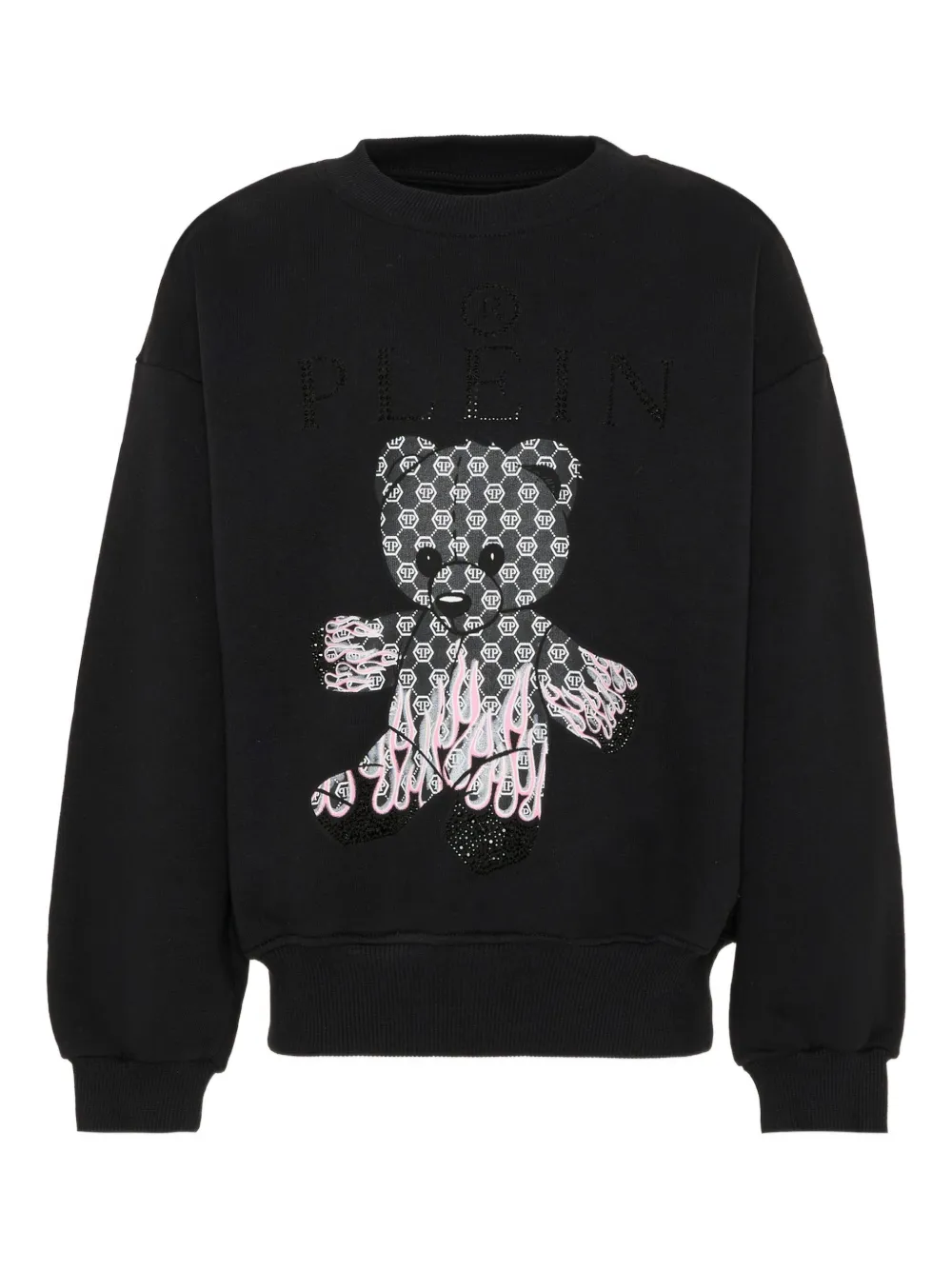Philipp Plein Junior teddy-print crew-neck sweatshirt - Nero