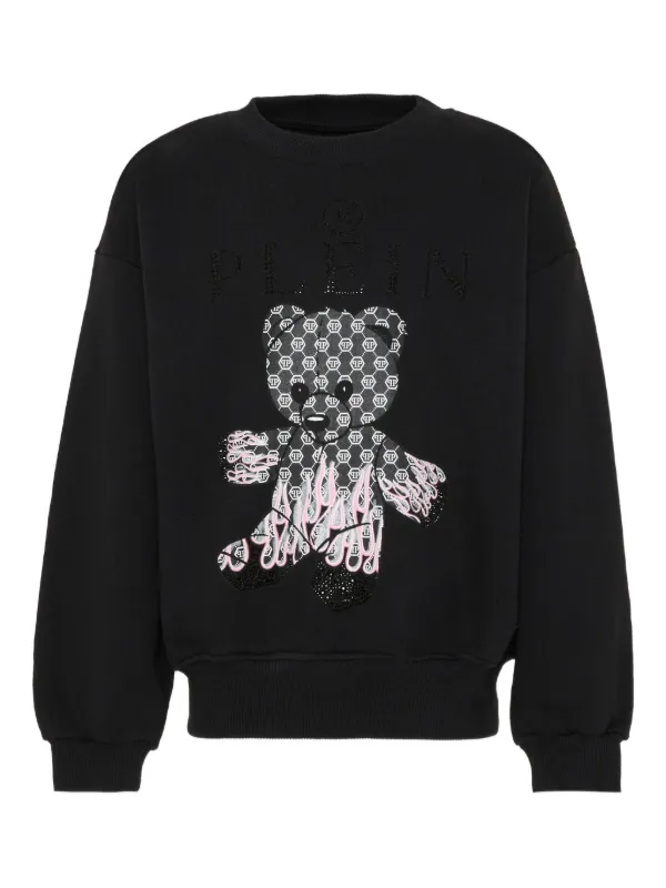 017 PHILIPP PLEIN フィリッププレイン ジュニア テディベア Philipp Plein Junior テディベア スウェットシャツ | ブラック