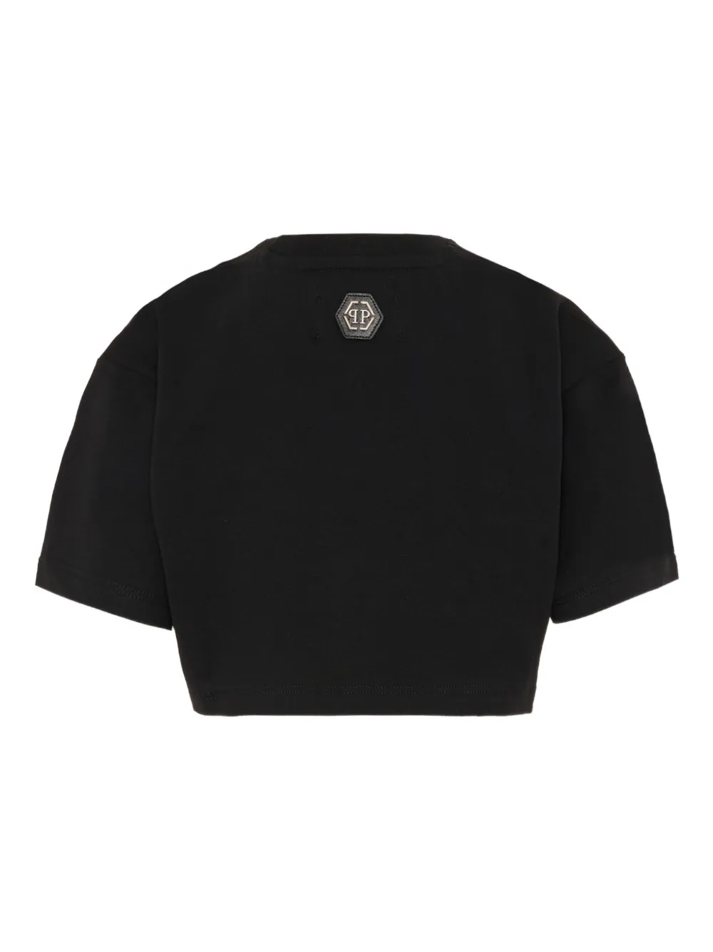 Philipp Plein Junior Verfraaide top met korte mouwen Zwart