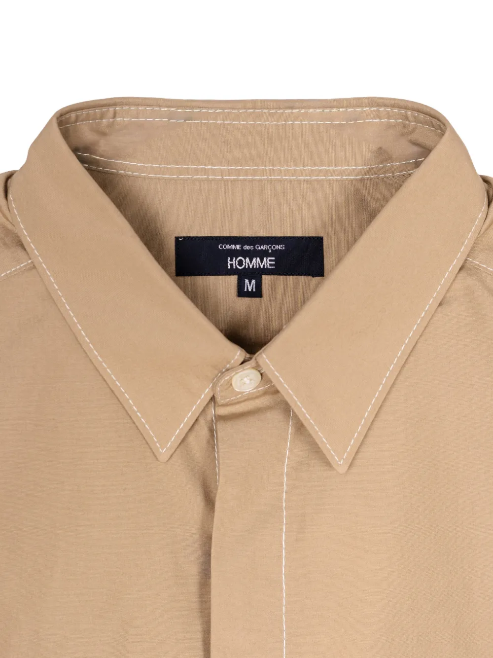 Comme des Garçons Homme Overhemd met contrasterend stiksel en borstzak Beige
