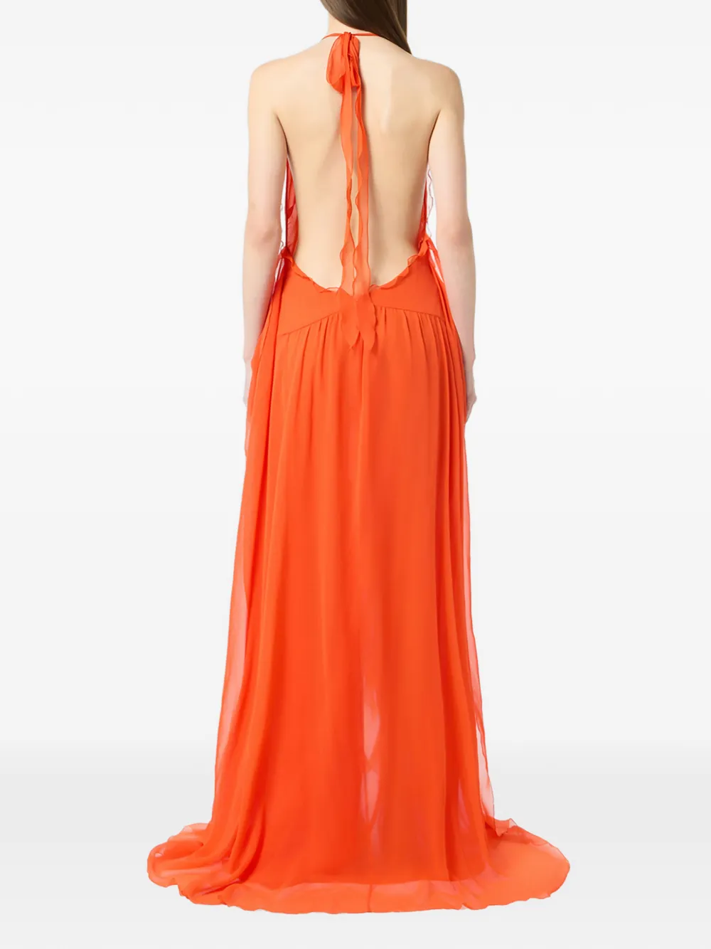 Blumarine Jurk met ruches en bloemenprint Oranje