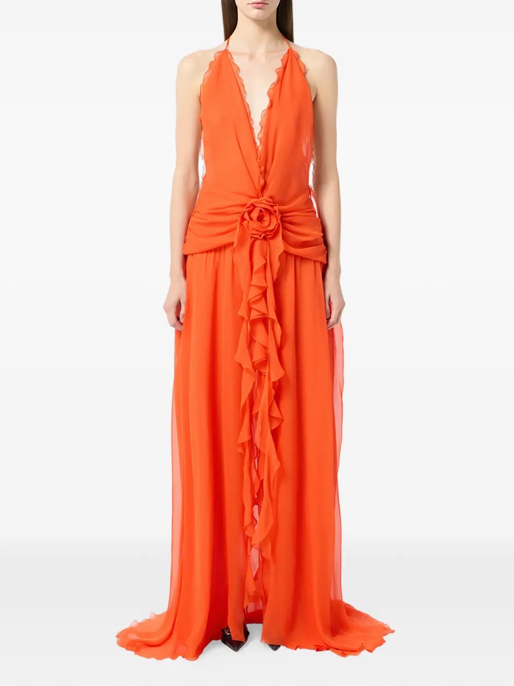 Blumarine ruffled floral dress - Oranje