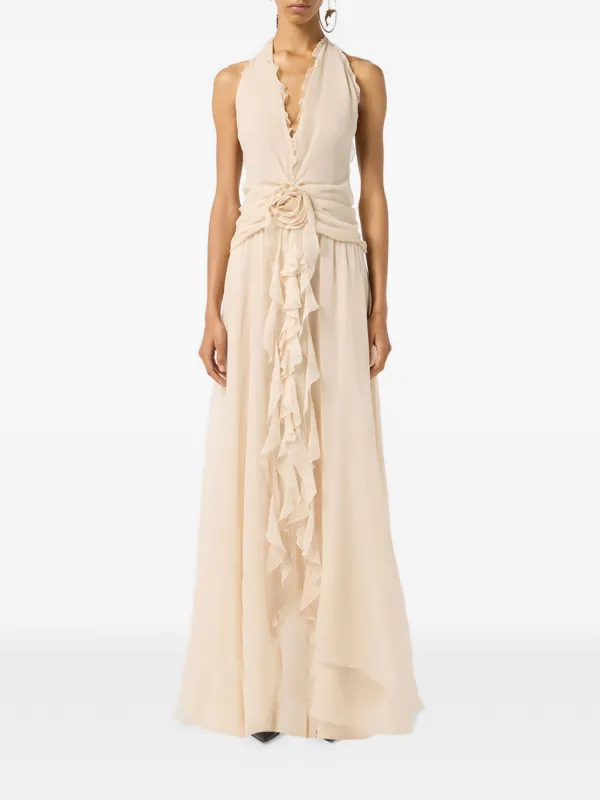 blumarine silk dress Blumarine Long silk dress with draping