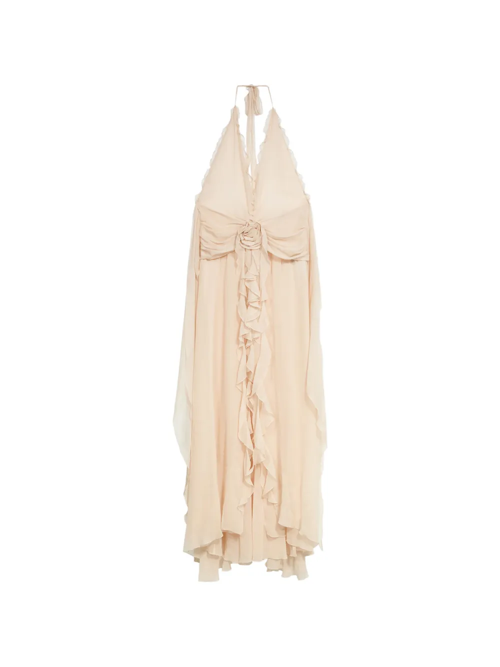 Blumarine ruffled flower long dress - Toni neutri