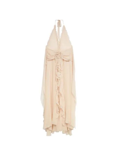 Blumarine ruffled flower long dress