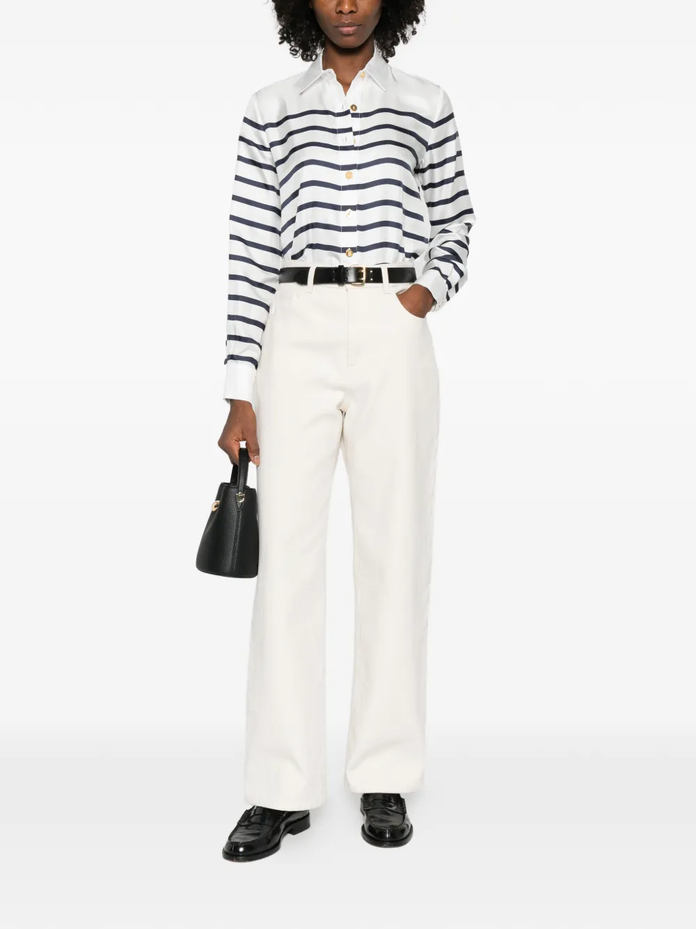 Fran&ccedil;oise striped buttoned top - Wit