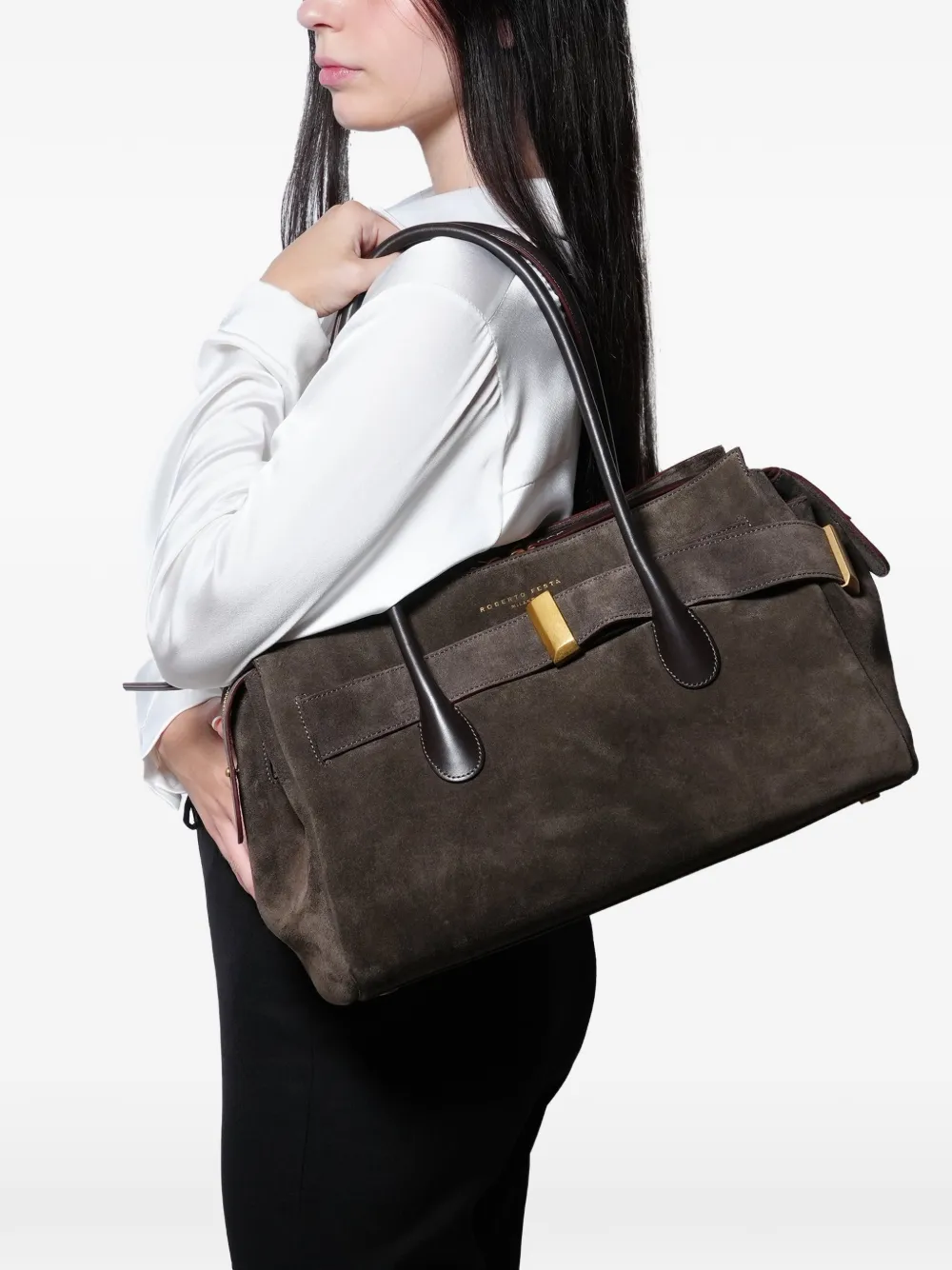 Roberto Festa Emeralda gold-tone shoulder bag - Bruin