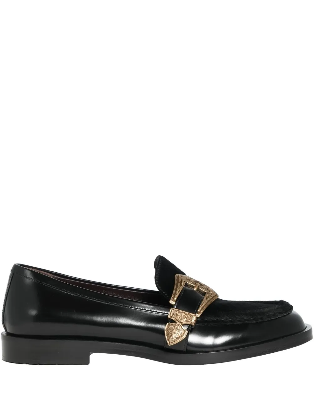 Roberto Festa Lira pony skin detail triptych loafers - Nero