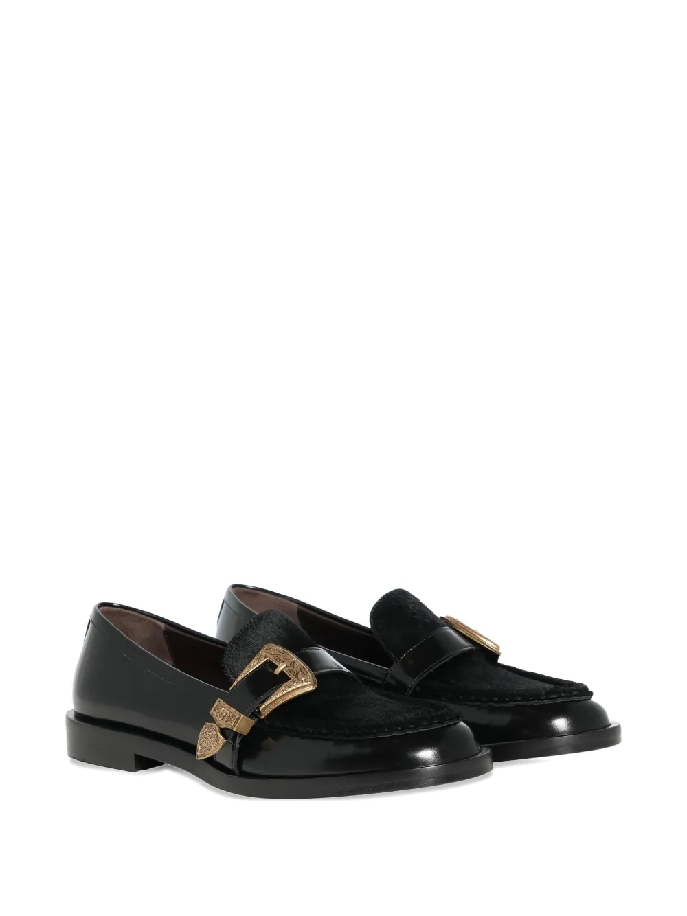 Roberto Festa Lira pony skin detail triptych loafers - Zwart