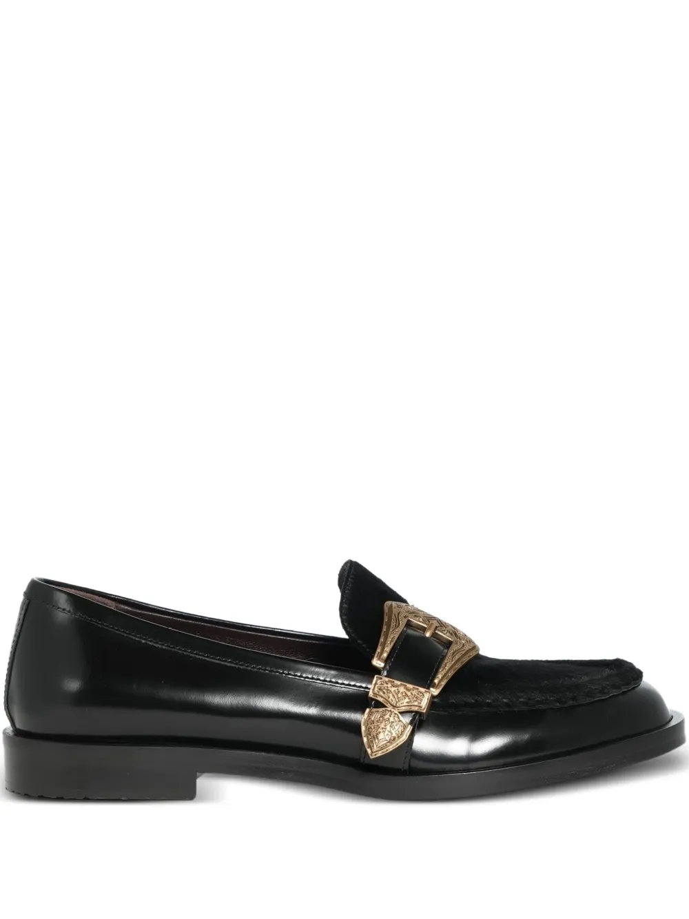 Roberto Festa Lira pony skin detail triptych loafers - Nero