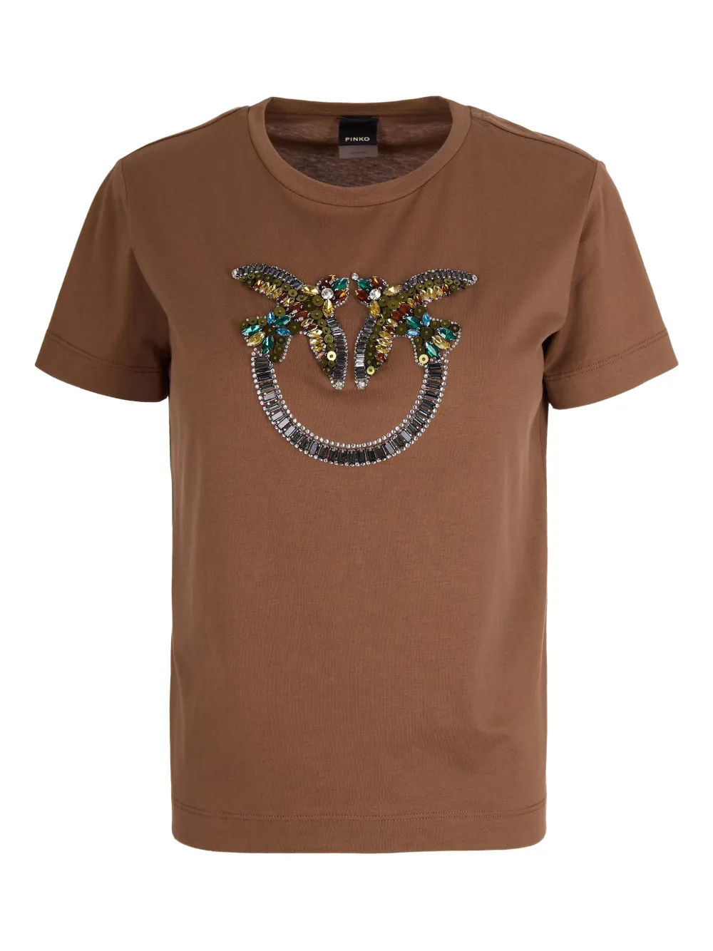 PINKO rhinestone-embellished T-shirt - Marrone