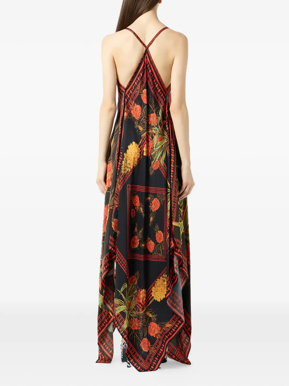 Blumarine Twill jurk met bloemenprint Zwart
