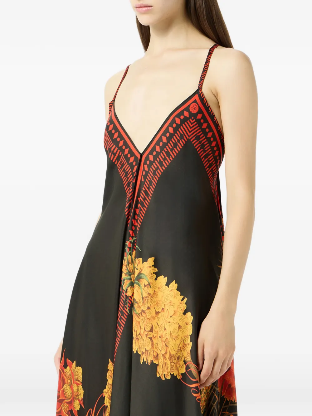 Blumarine Twill jurk met bloemenprint Zwart