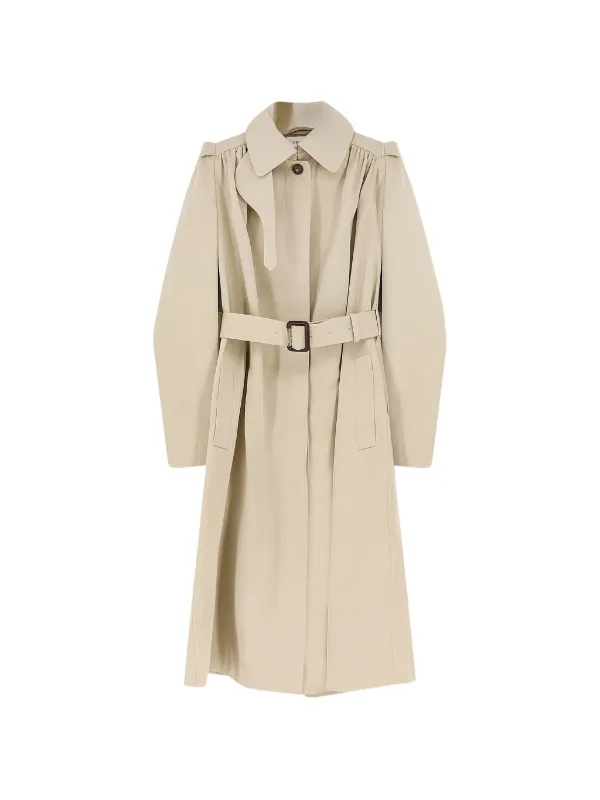Alexander McQueen ベルテッド コート | ニュートラル | FARFETCH JP