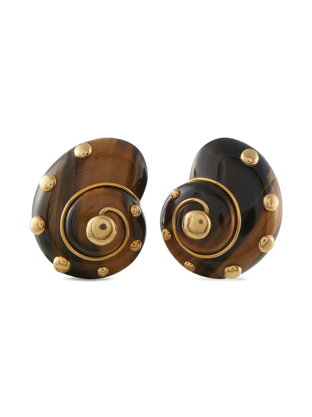 VERDURA tigers eye snail shell earrings - Marrone