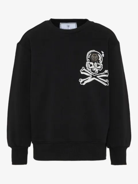 Philipp Plein Junior skull-appliqué crew-neck sweatshirt