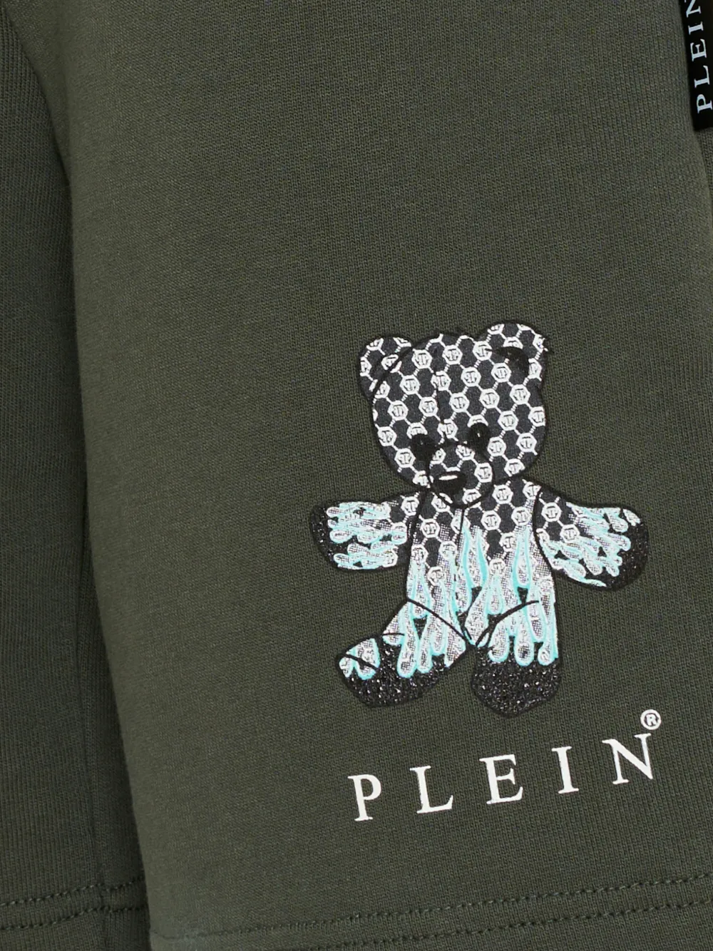 Philipp Plein Junior Katoenen shorts met grafische print Groen