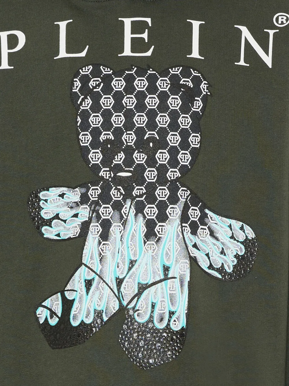 Philipp Plein Junior Hoodie met grafische teddybeerprint Groen