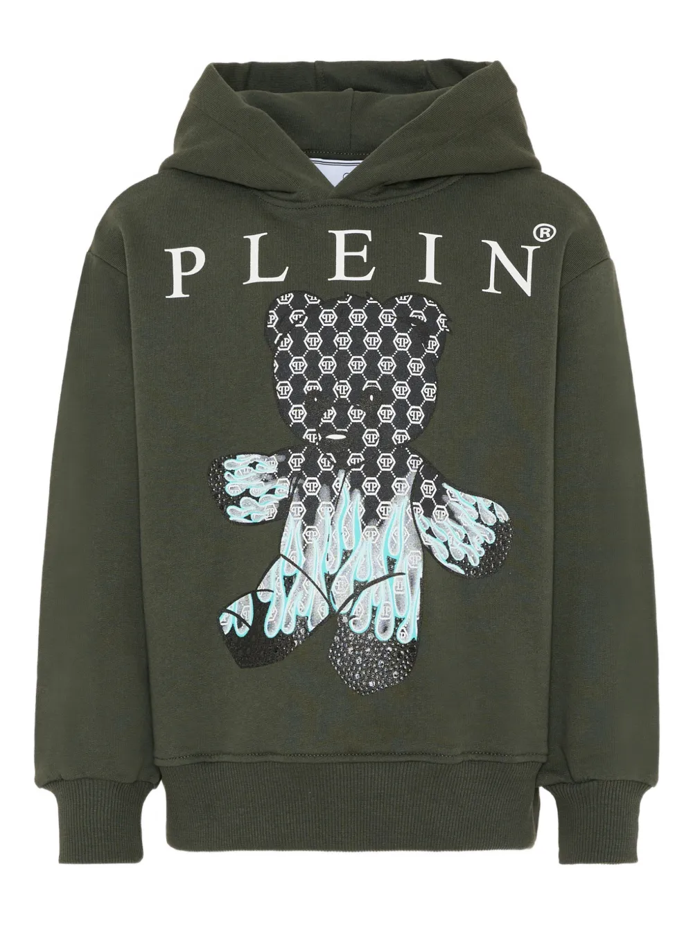 Philipp Plein Junior teddy-graphic hoodie - Verde