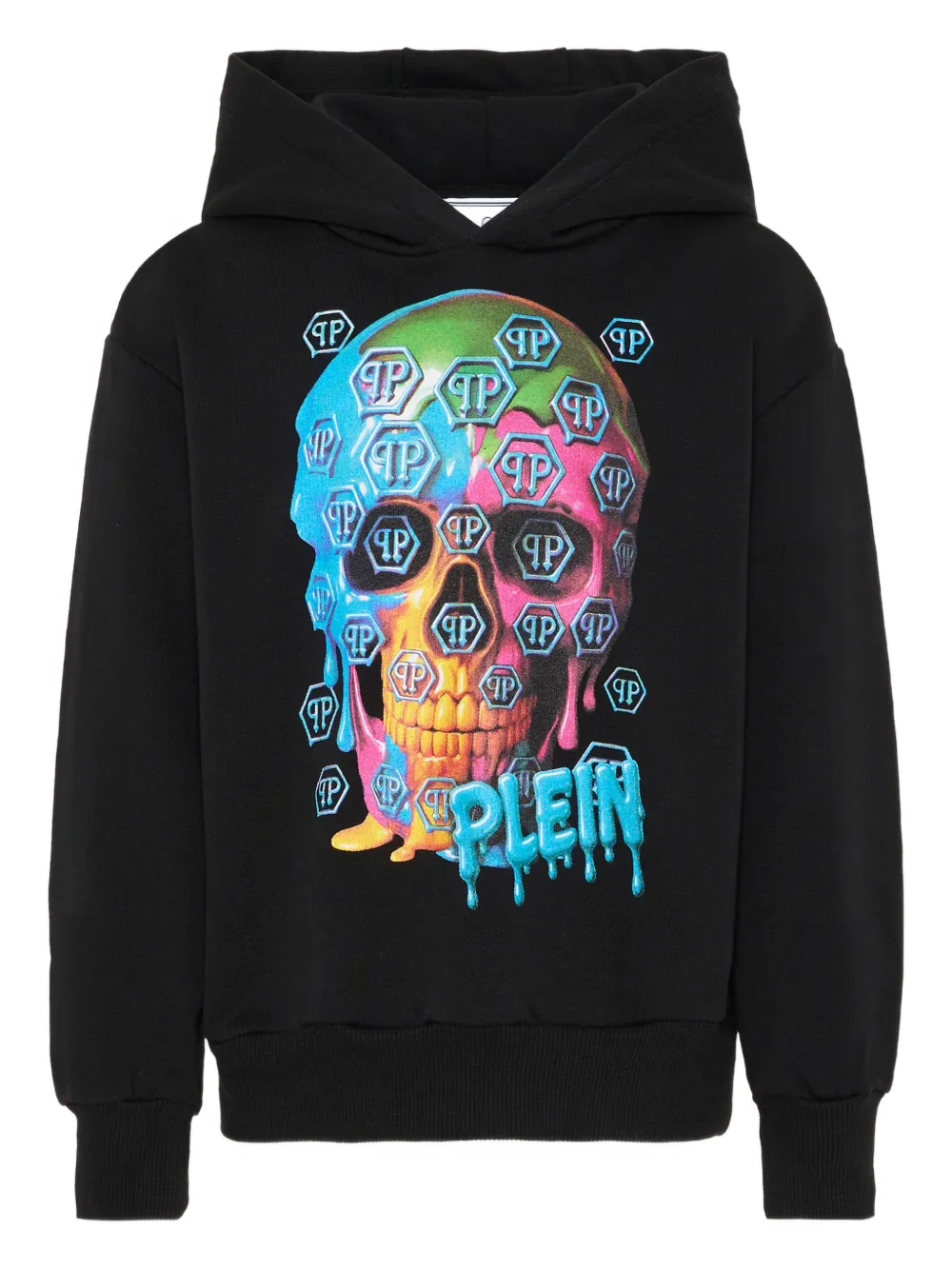 Philipp Plein Junior skull-graphic hoodie - Nero