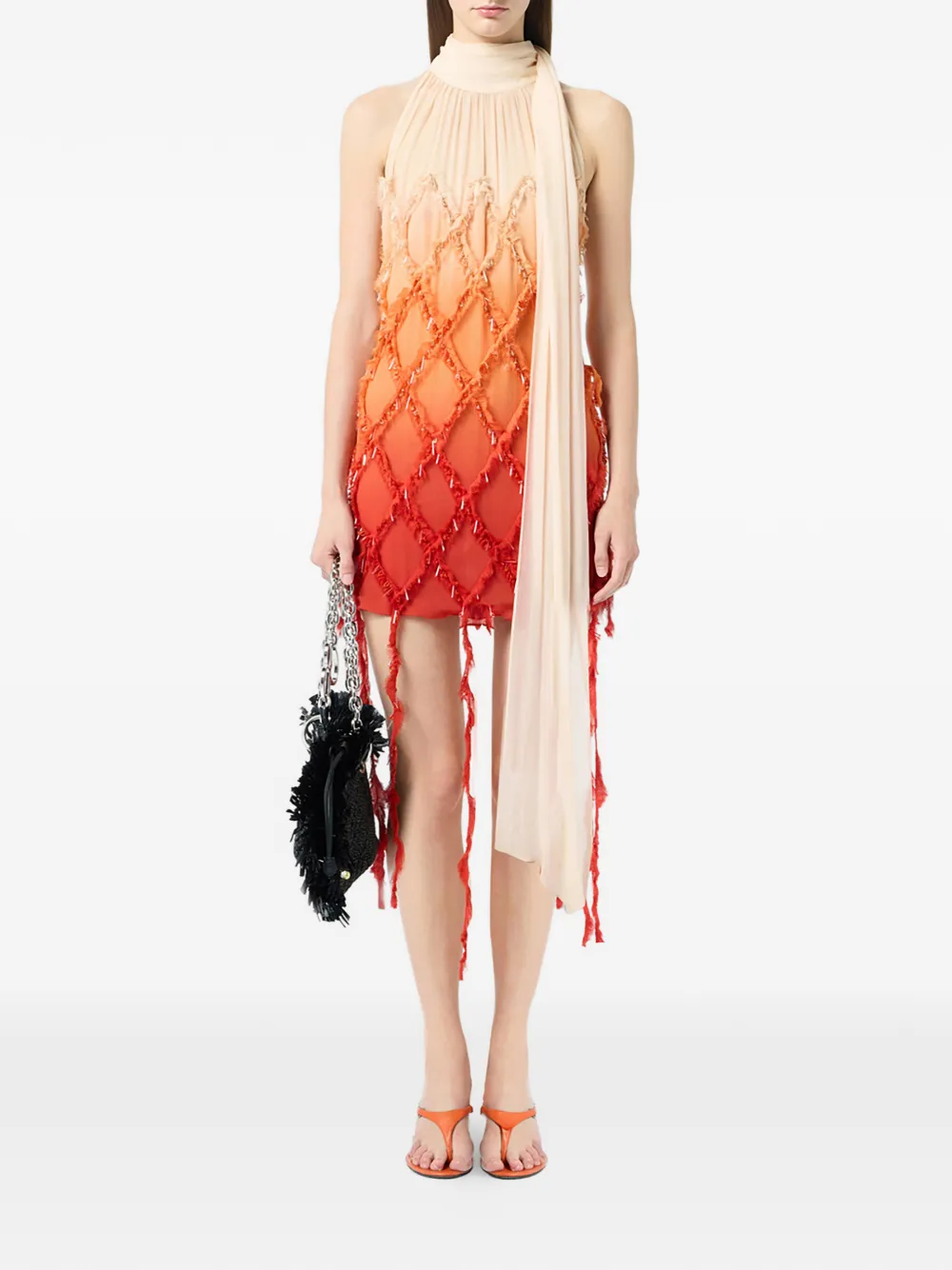 Blumarine Jurk verfraaid met rhombus Beige