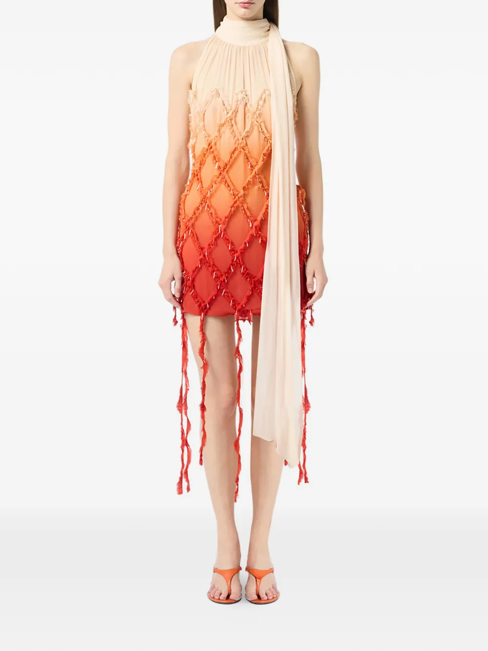 Blumarine rhombus-embellished dress - Beige