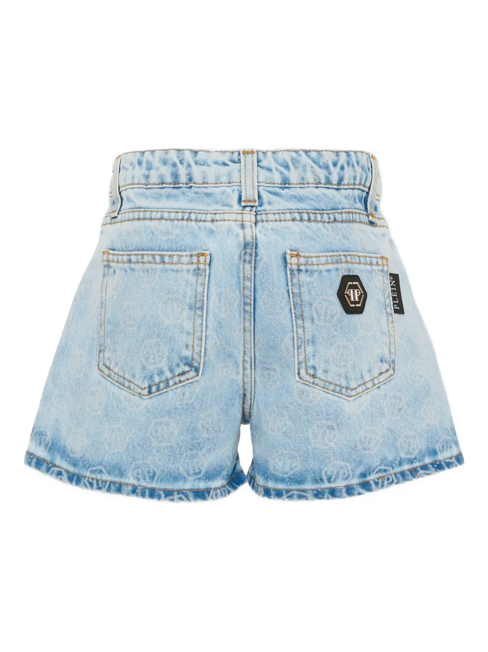 Philipp Plein Junior Spijkershorts met logoprint Blauw