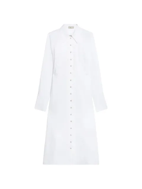 Blumarine pleated cotton poplin shirt dress