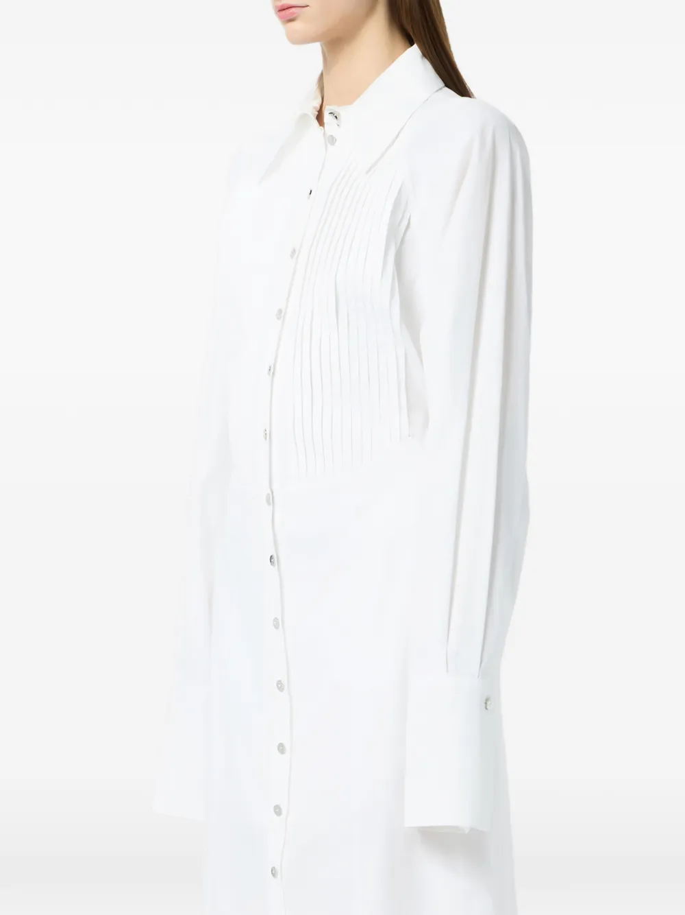Blumarine Katoenen popeline geplooide blousejurk Wit