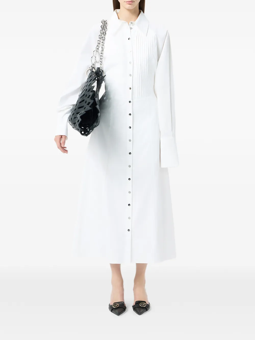 Blumarine Katoenen popeline geplooide blousejurk Wit