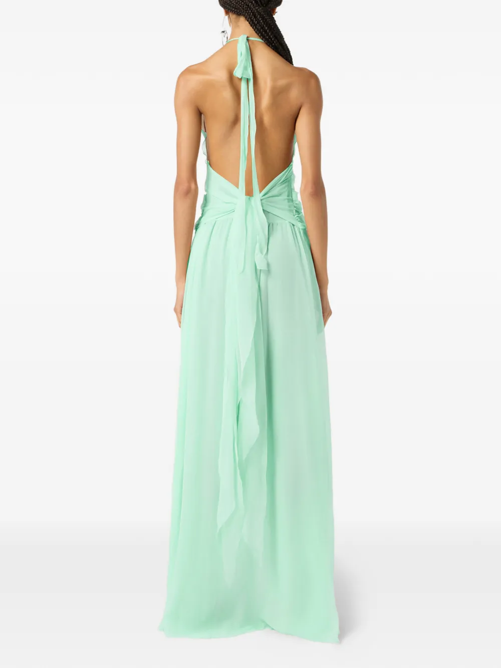 Blumarine Georgette jurk met ruches Groen