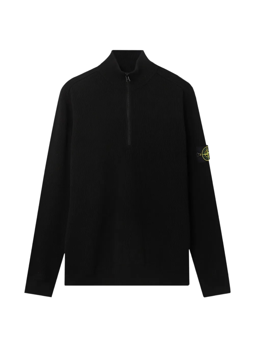 Stone Island Compass-motif ribbed sweater - Nero