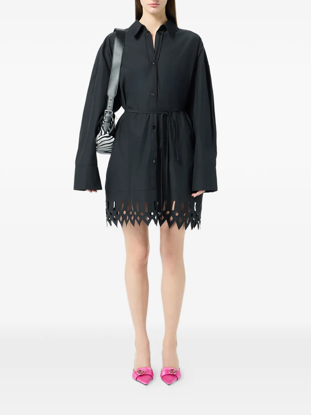 Blumarine cutout shirt dress - Zwart