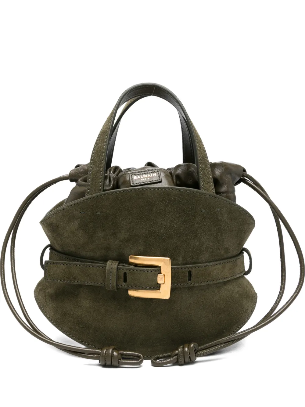Balmain BALMAIN SHUFFLE MINI SUEDE CROSSBODY BAG - Verde