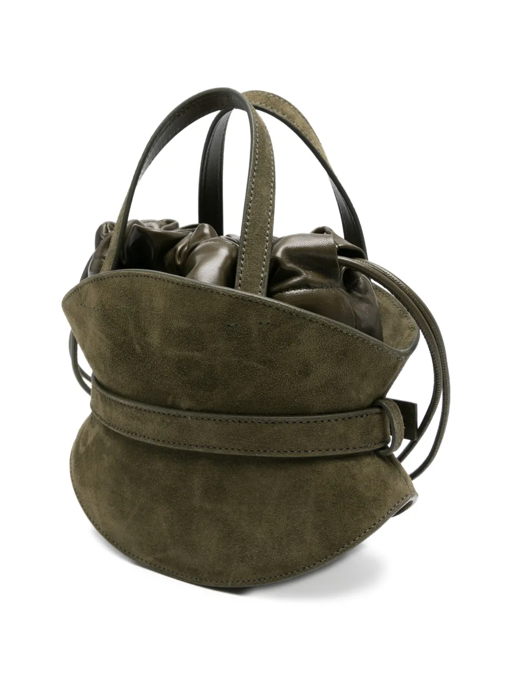  Balmain Buckle Suede Tote Bag - Green 