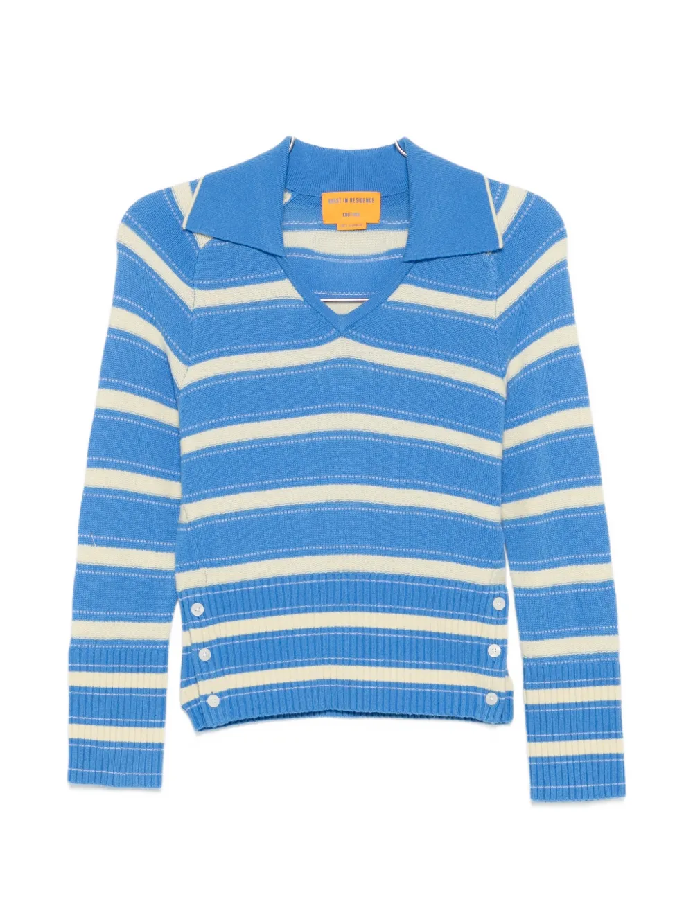 Guest In Residence Port button striped sweater - Blu