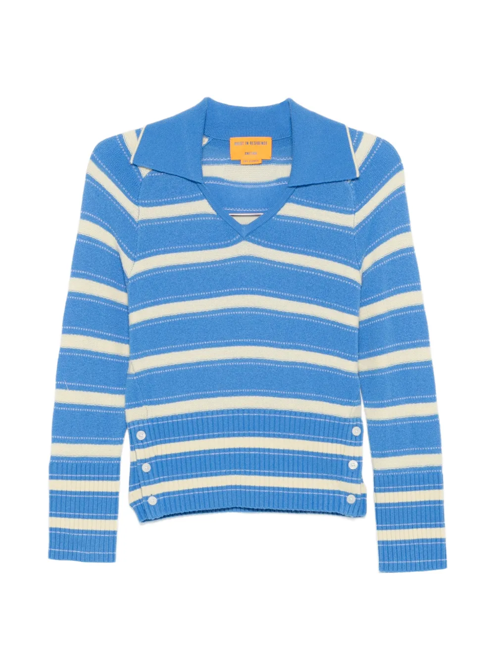 Guest In Residence Port button striped sweater - Blu
