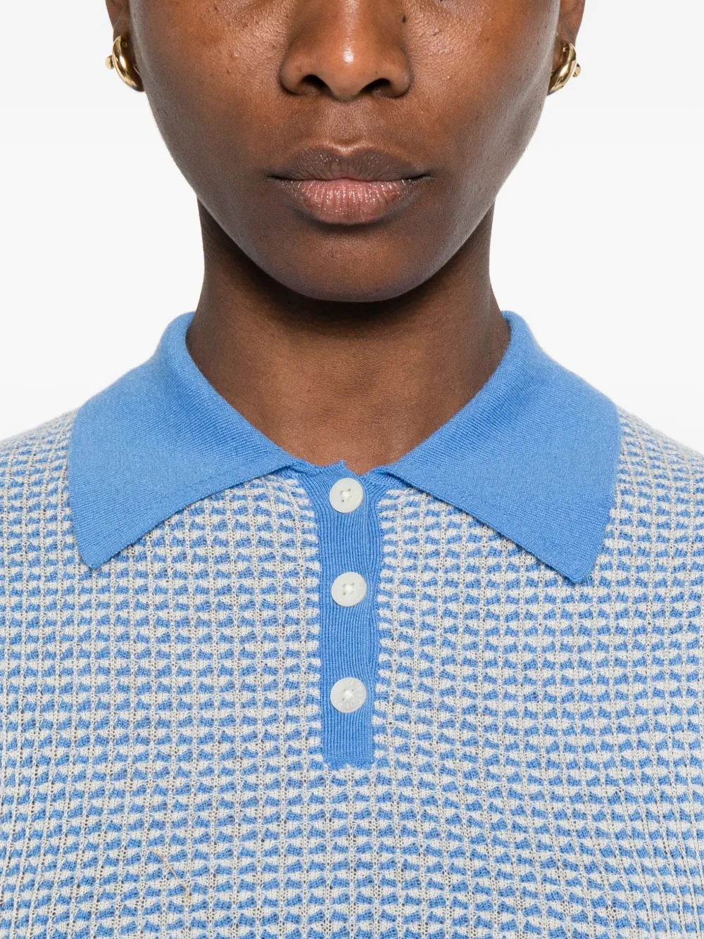 Guest In Residence Shrunken Cashmere Polo Shirt in Blue, view 5