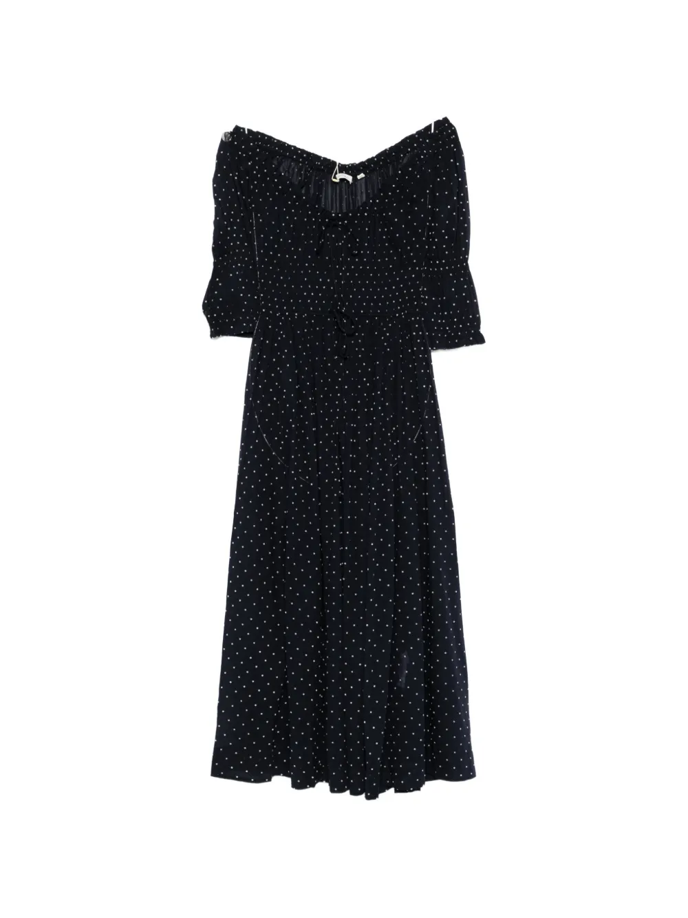 Doen Ischia Polka-dot Midi Dress In Blue