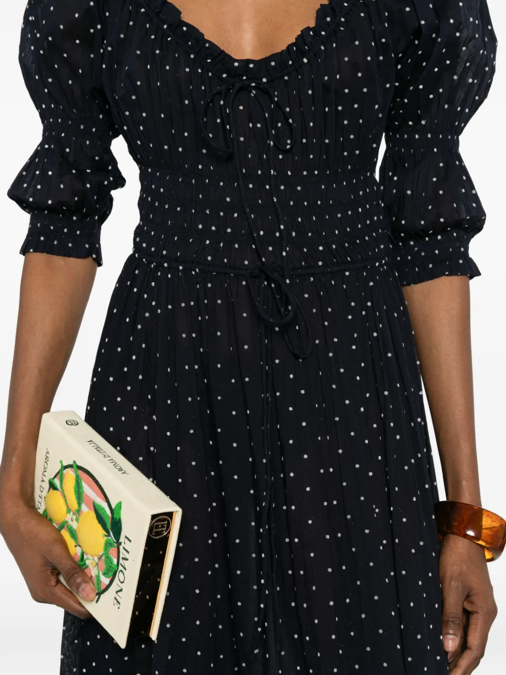 DÔEN Ischia Polka-dot Midi Dress in Blue, view 5
