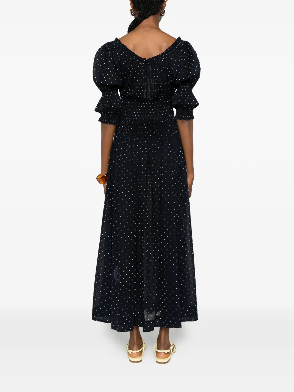 DÔEN Ischia Polka-dot Midi Dress in Blue, view 4