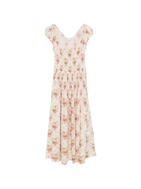 DÔEN Quinette square-neck flower-print midi dress