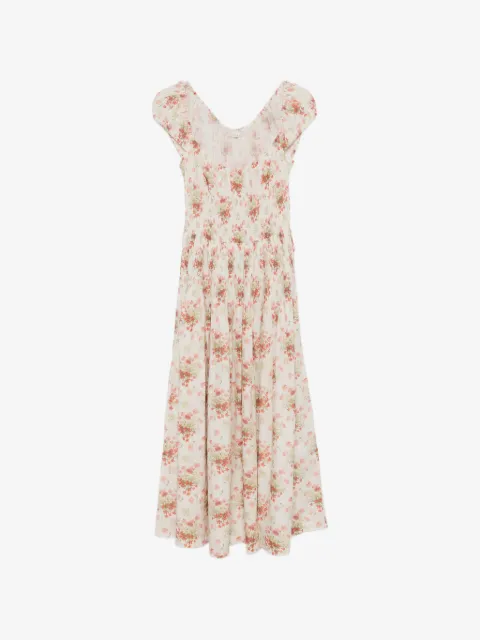 DÔEN Quinette square-neck flower-print midi dress