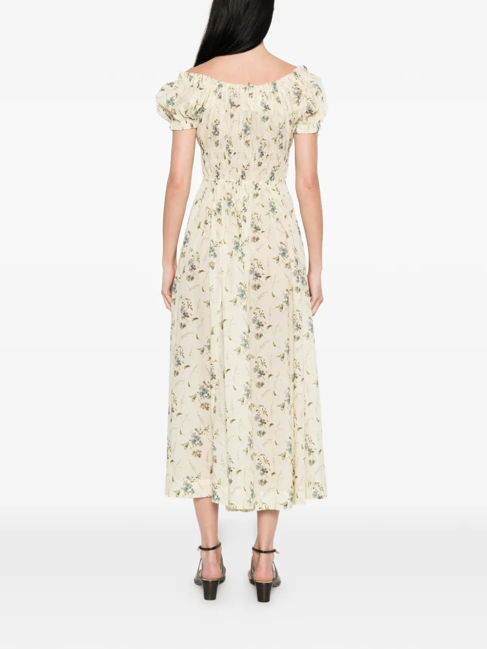 den ashlynn floral cotton midi-dress DEN Ashlynn Dress Sunshine Prairie Rose | Organic Cotton Floral Midi