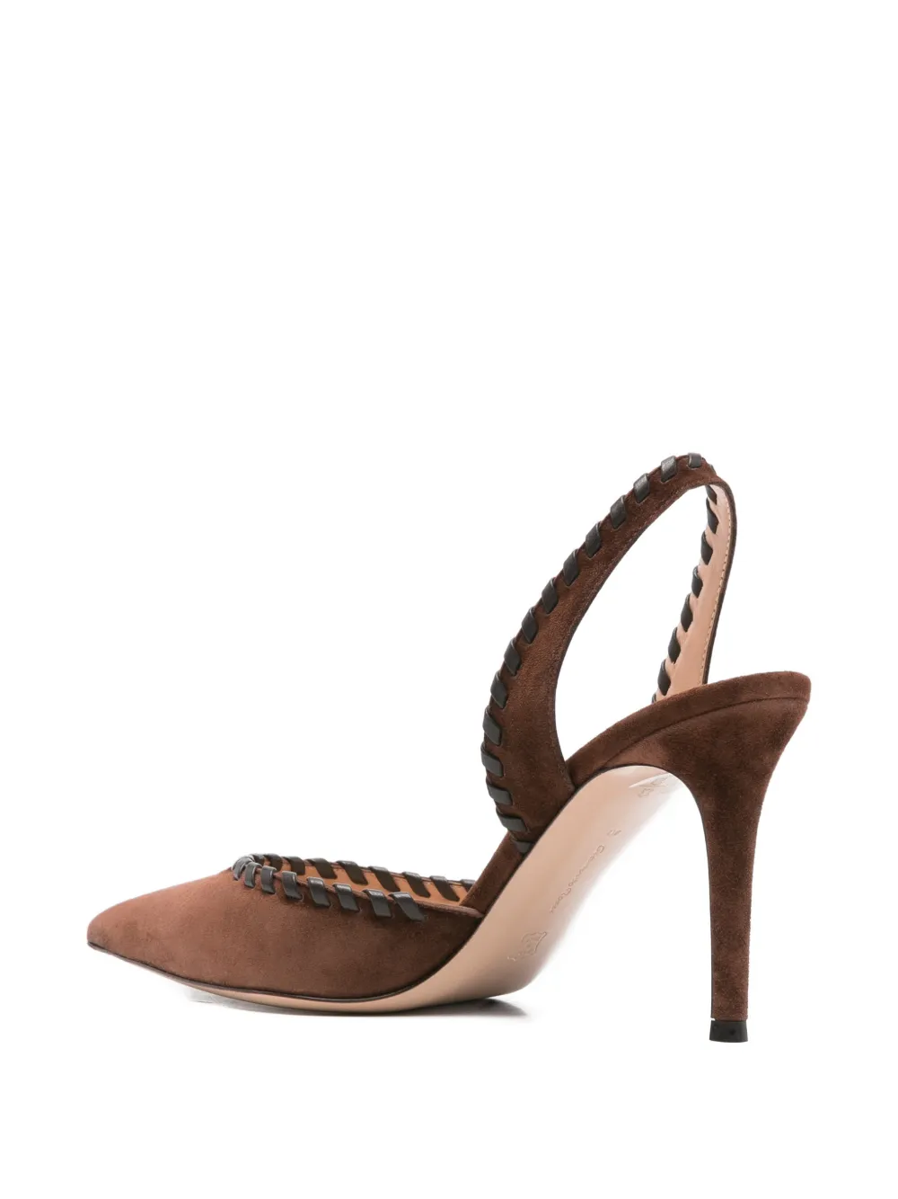 Gianvito Rossi braided leather pump Bruin
