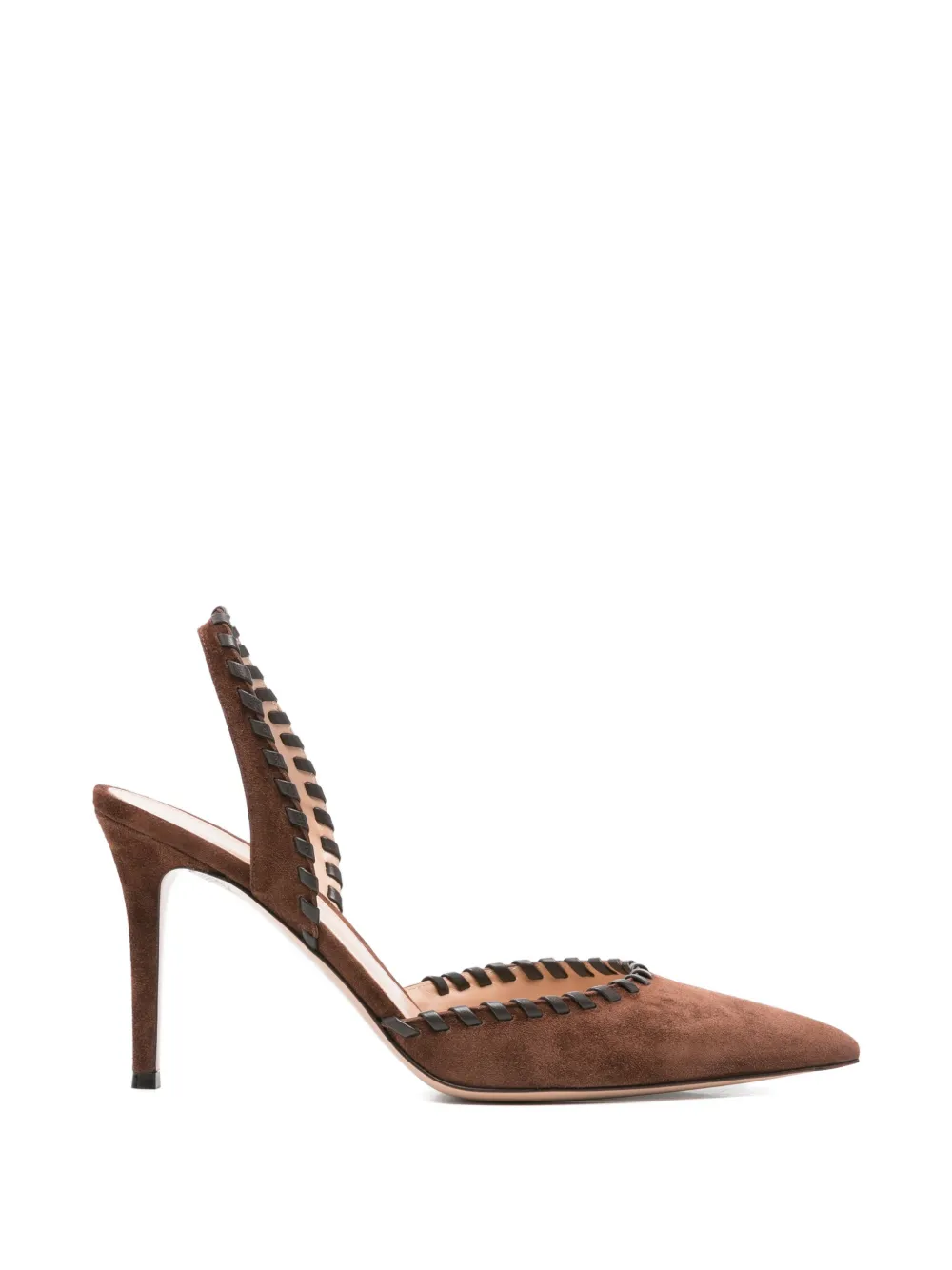 Gianvito Rossi braided leather pump Bruin