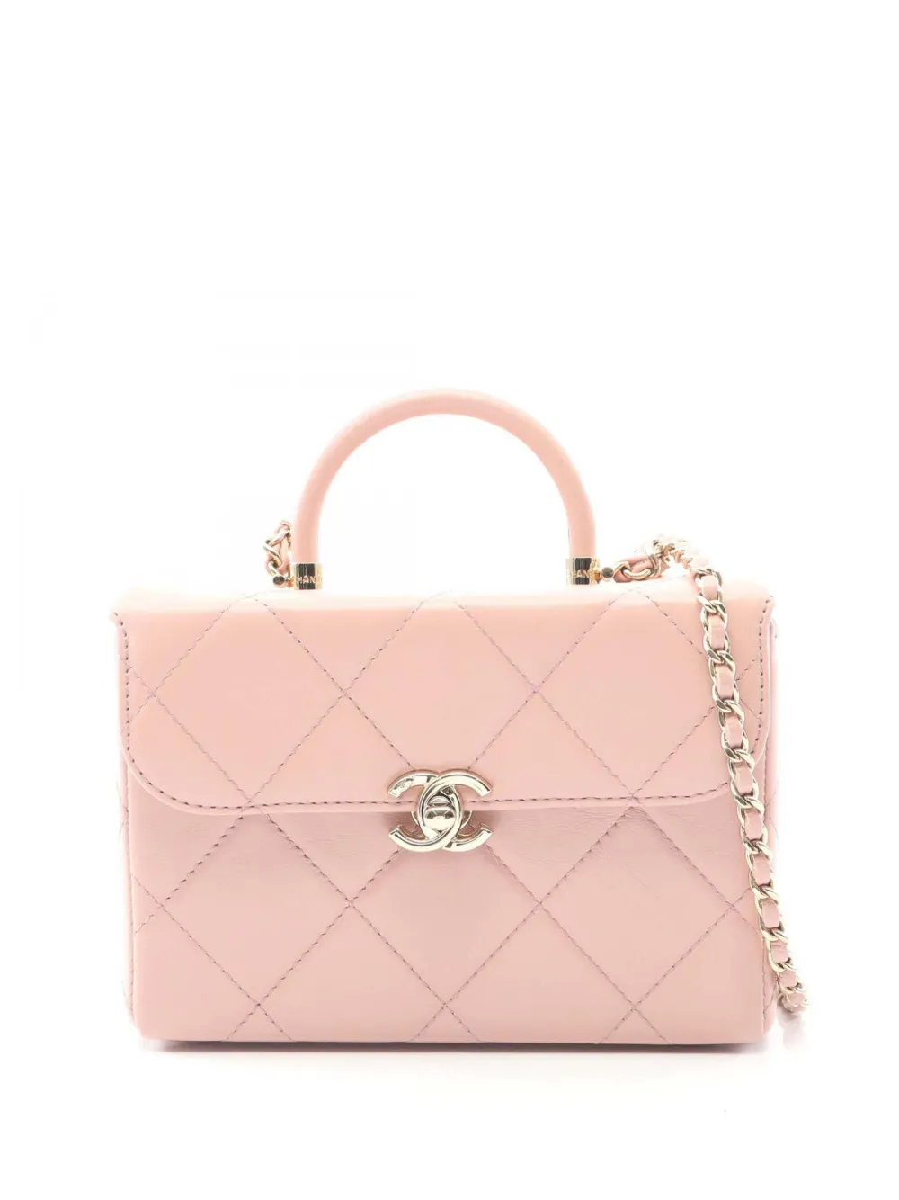 CHANEL Pre-Owned 2021-2025 CC Quilted Lambskin Top Handle Box Bag satchel - Rosa