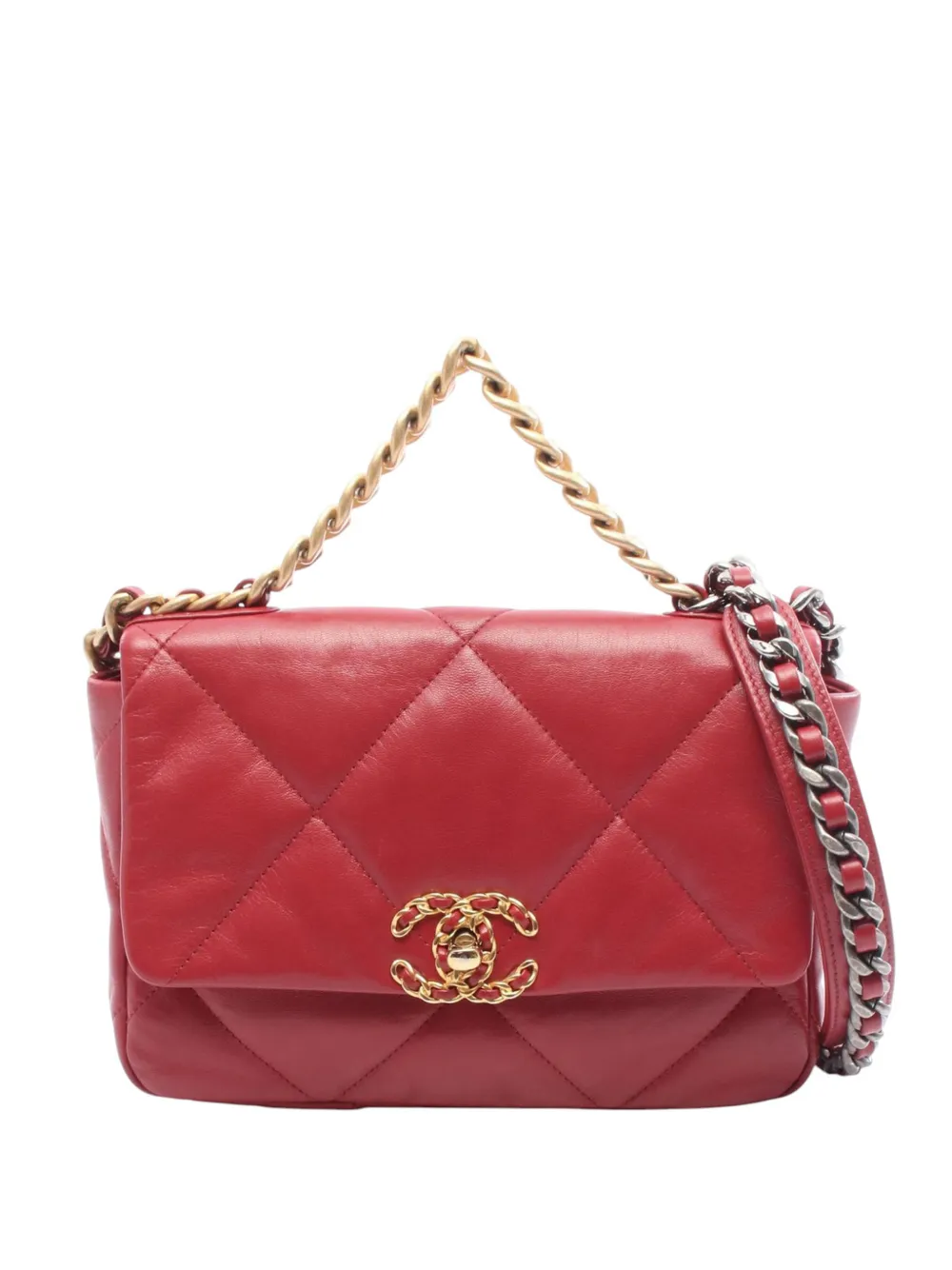 CHANEL Pre-Owned 2020 Medium Lambskin 19 Flap satchel - Rosso